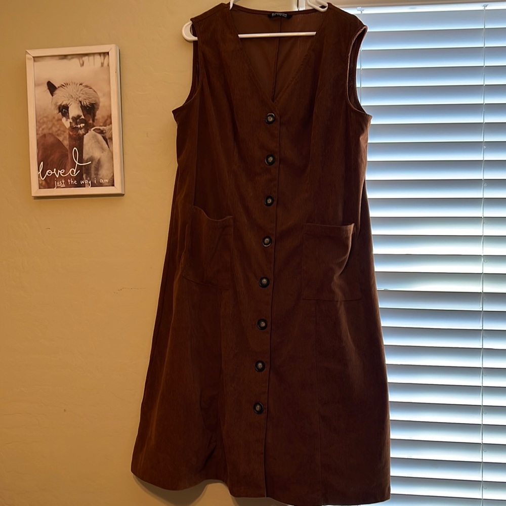 Bloomchic Solid Pocket Sleeveless Button Up Cordu… - image 1